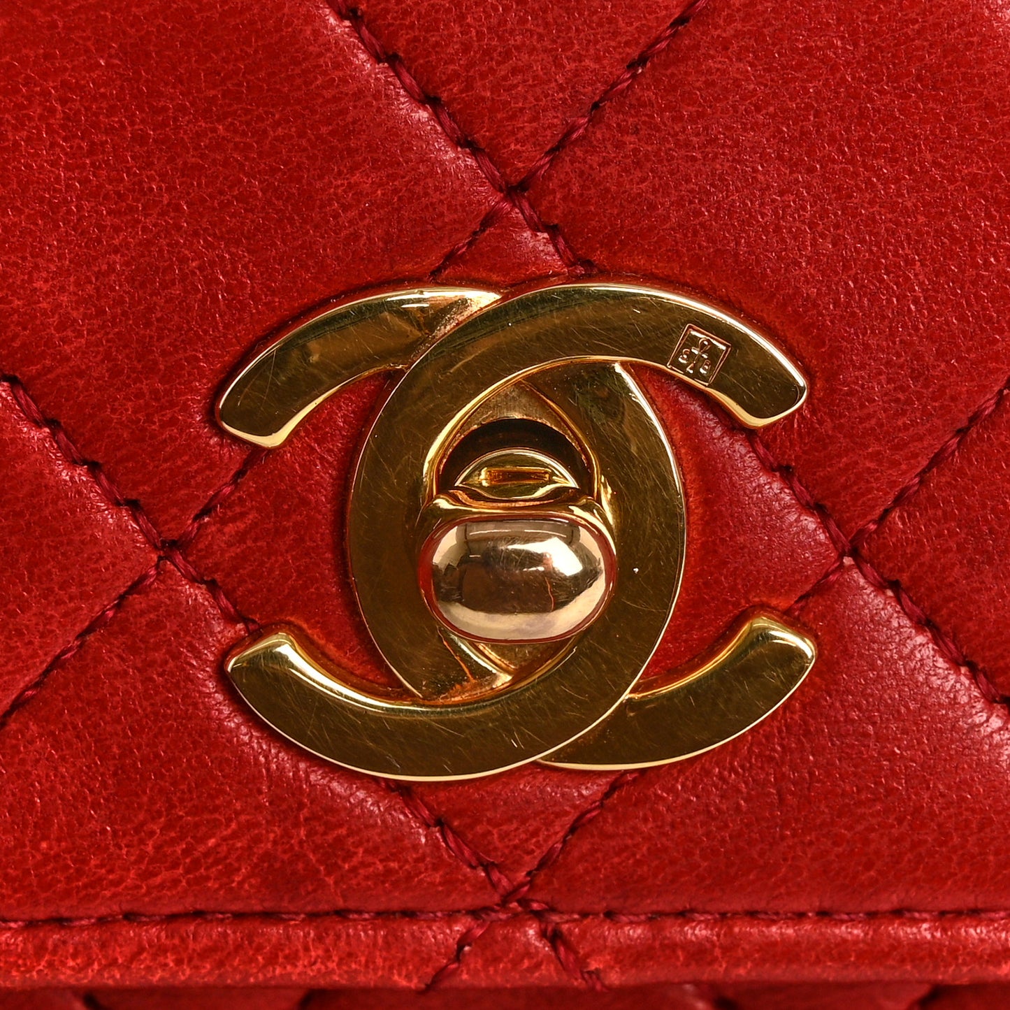 Lambskin Quilted Extra Mini Flap Red