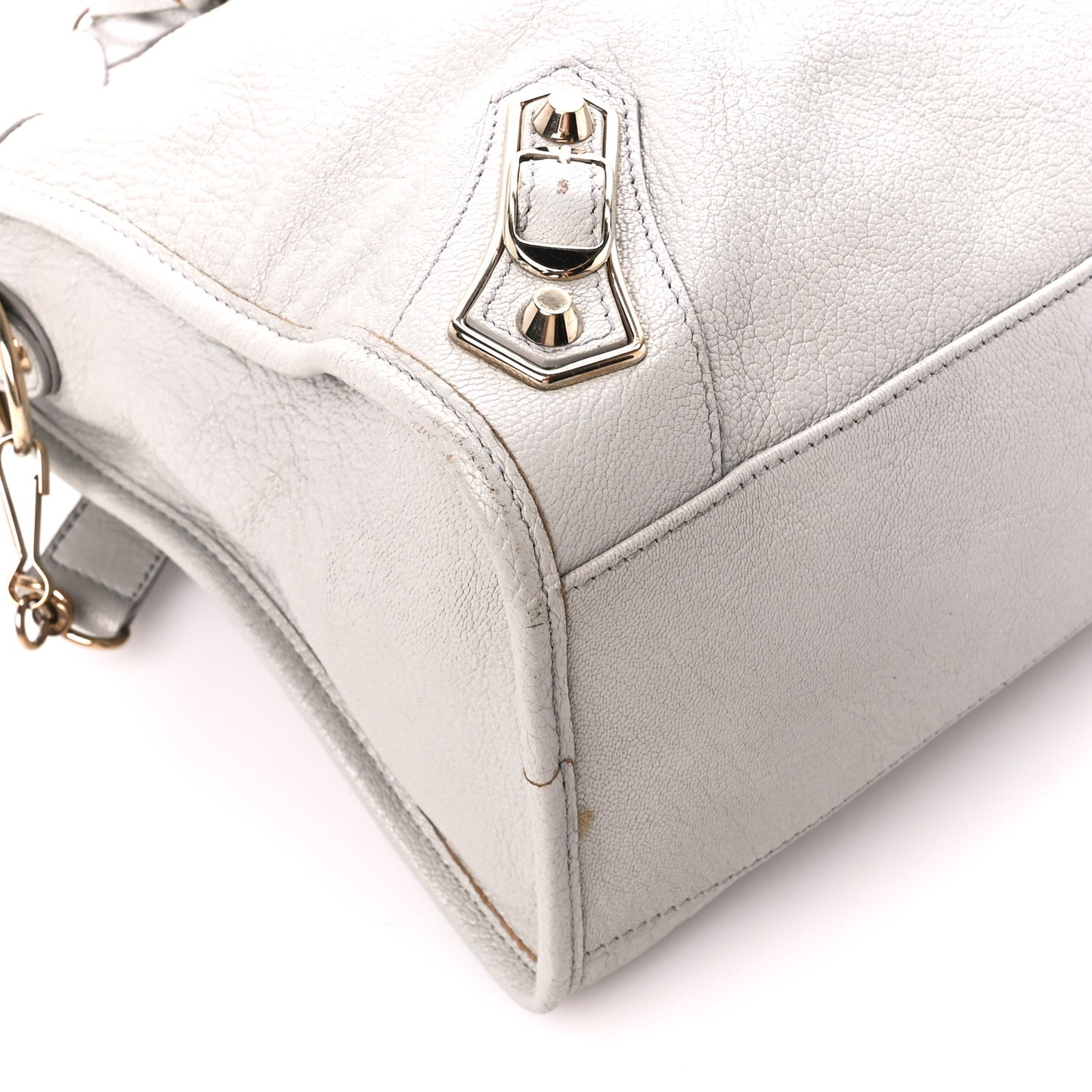 Chevre Gold Metallic Edge Hardware City Gris Perle