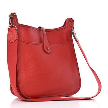 Hermes Taurillon Clemence Evelyne II PM Rouge Vif 3 of 14