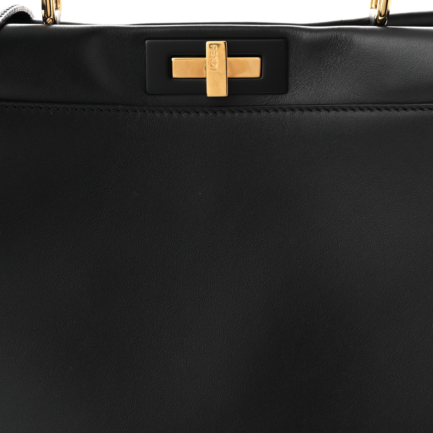 Fendi Vitello Seta Shiny Nappa Medium Peekaboo Iconic Satchel Black 9 of 11