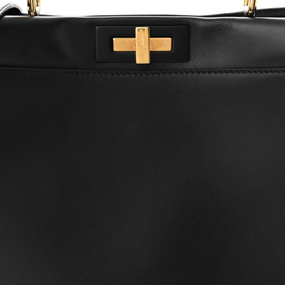 Fendi Vitello Seta Shiny Nappa Medium Peekaboo Iconic Satchel Black 9 of 11
