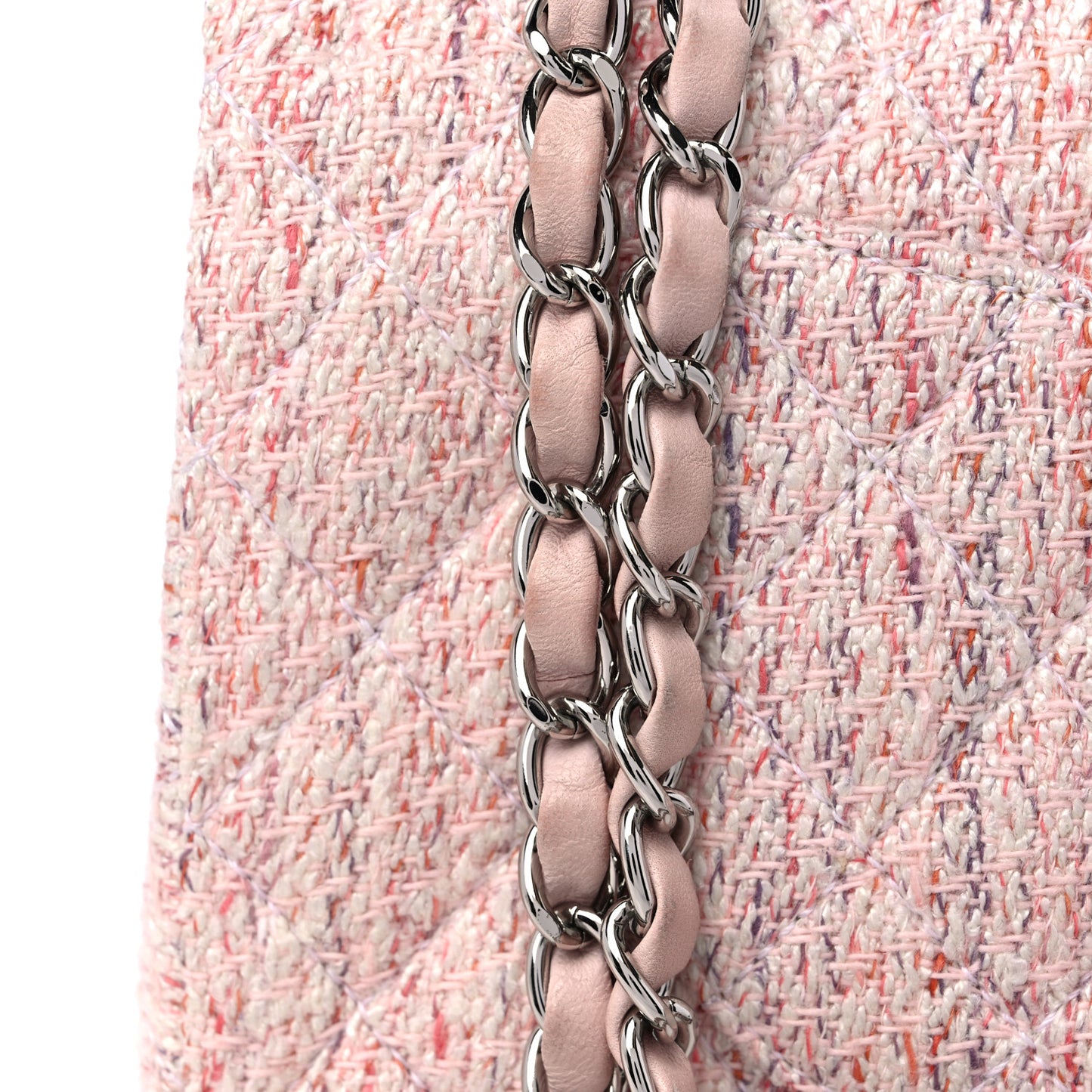 Tweed Quilted Medium Double Flap Pink Multicolor