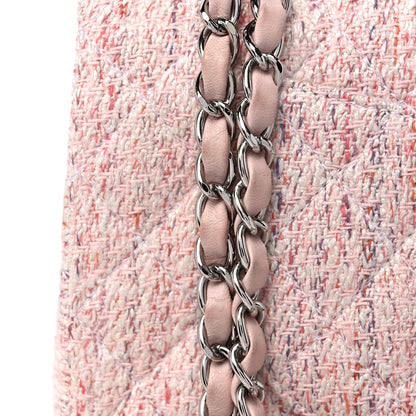 Chanel Tweed Quilted Medium Double Flap Pink Multicolor 14 of 14