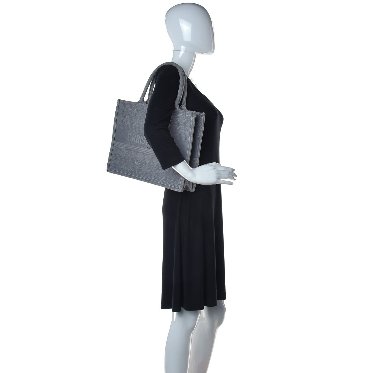 Canvas Embroidered Cannage Medium Book Tote Stone