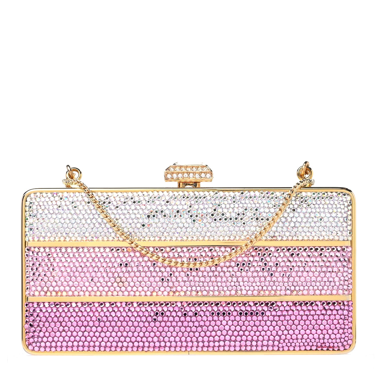 Judith Leiber Swarovski Crystal Minaudiere Clutch Pink Multicolor 1 of 10