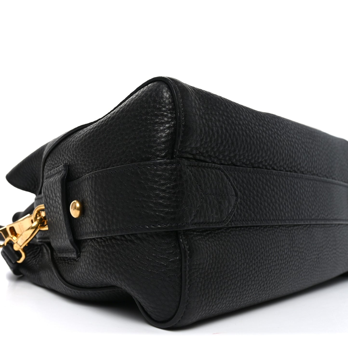 Vitello Daino Soft Zippered Top Handle Bag Black