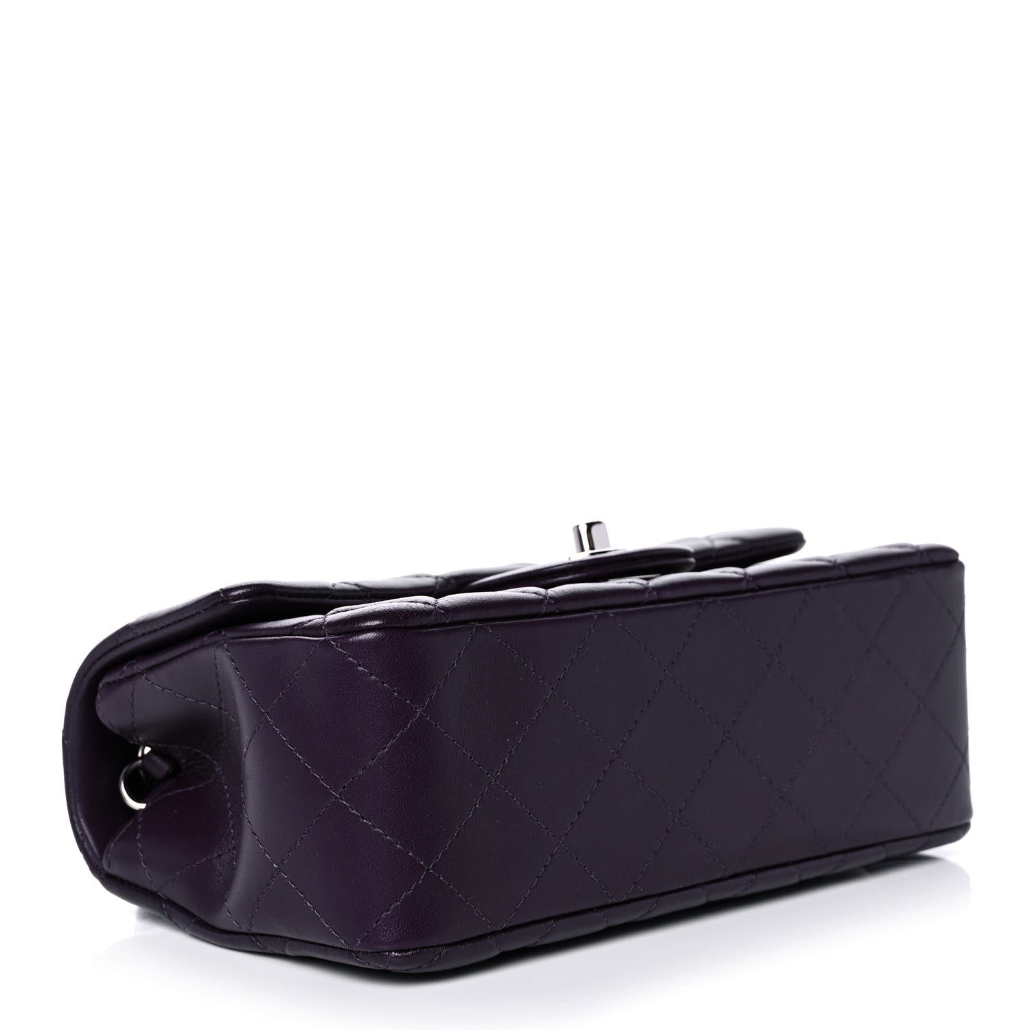 Chanel Lambskin Quilted Mini Rectangular Flap Dark Purple 4 of 13