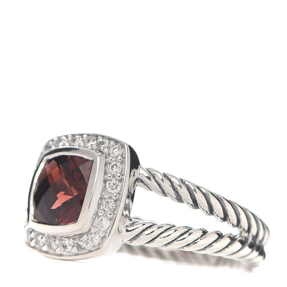 David Yurman Sterling Silver Diamond Garnet 7mm Petite Albion Ring 53 6.25 3 of 5