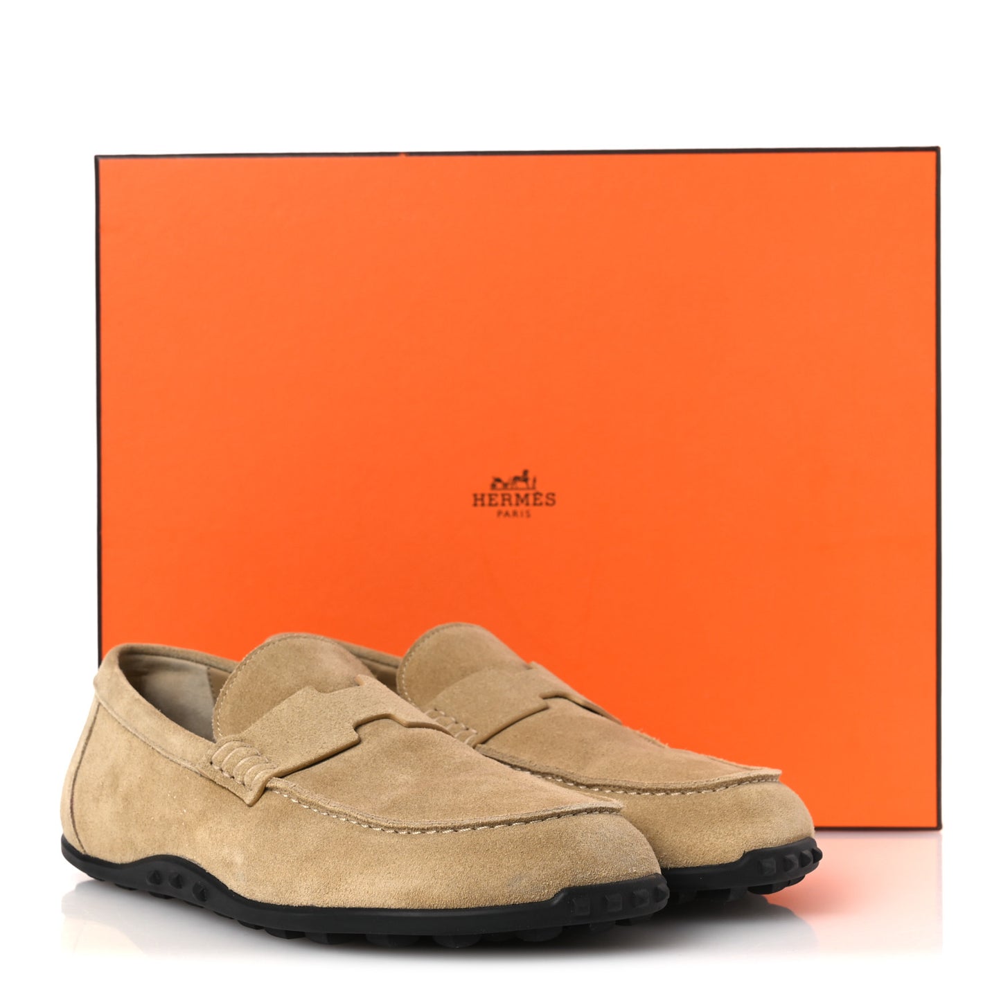Suede Calfskin Womens Lazy Loafers 39 Beige Sable