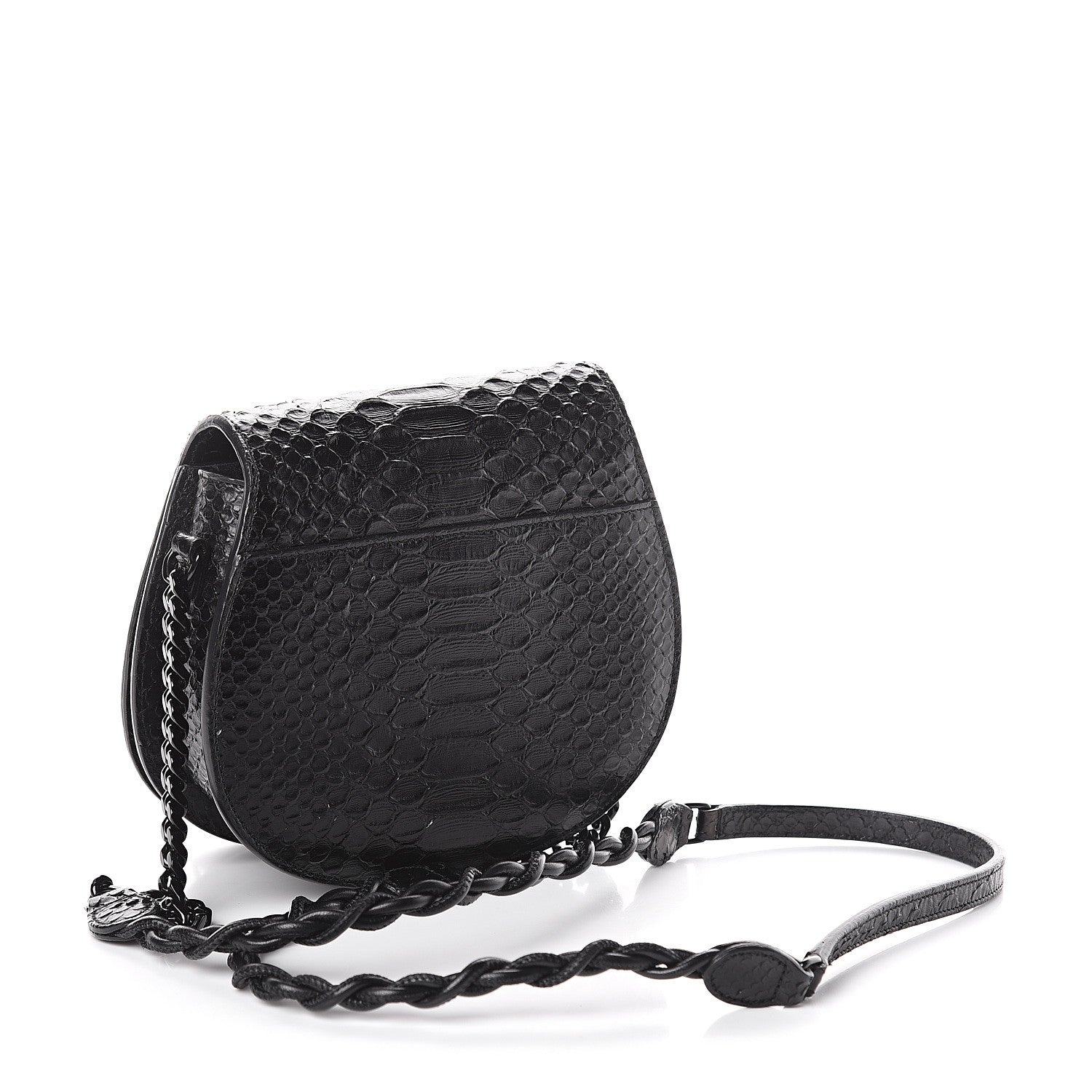 Saint Laurent Python Calfskin Embossed Passementerie Chain Bag Black 2 of 7