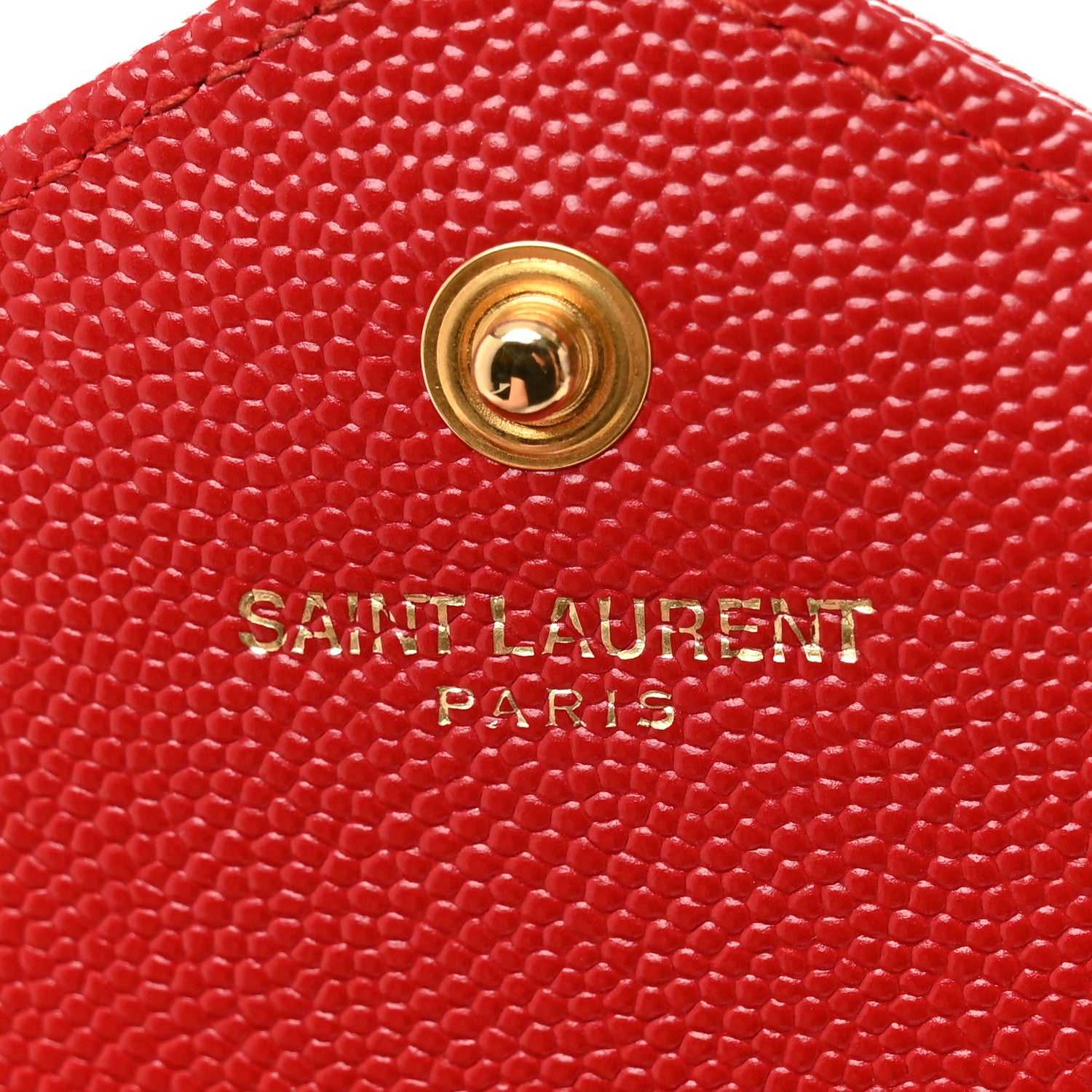 Saint Laurent Grain De Poudre Matelasse Chevron Monogram Chain Wallet New Red 6 of 9