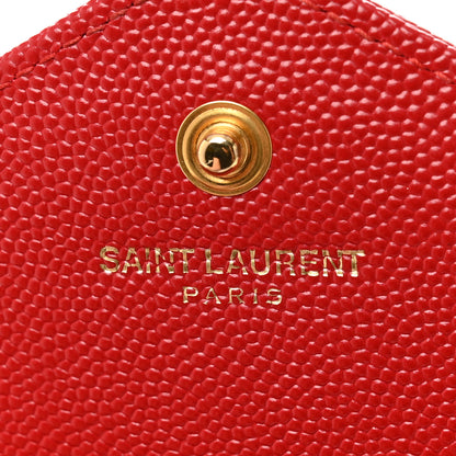 Saint Laurent Grain De Poudre Matelasse Chevron Monogram Chain Wallet New Red 6 of 9