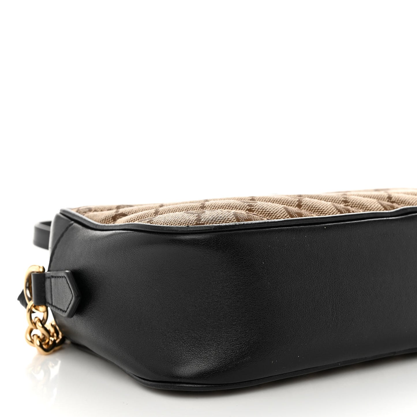 Monogram Matelasse Diagonal Small GG Marmont Chain Shoulder Bag Beige Black