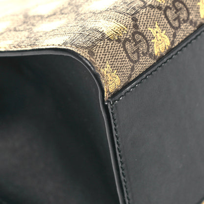 Gucci GG Supreme Monogram Bees Medium Padlock Tote Beige Oro Black 9 of 16
