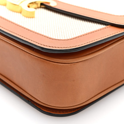 Celine Textile Natural Calfskin Teen Triomphe White Tan 9 of 9