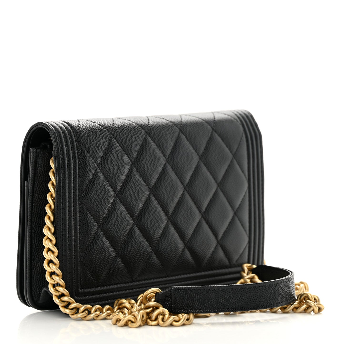 Caviar Quilted Boy Wallet On Chain WOC Black