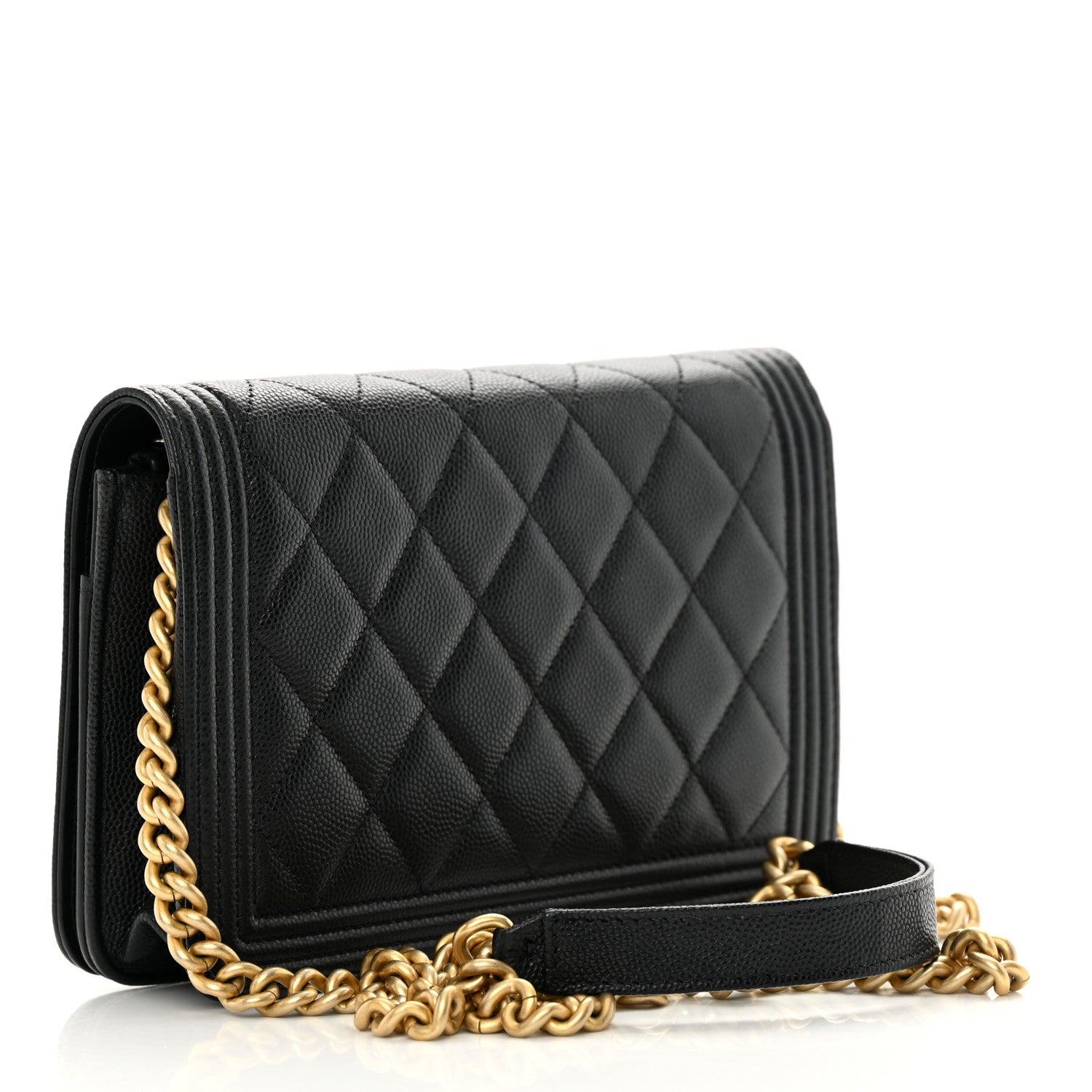 Chanel Caviar Quilted Boy Wallet On Chain WOC Black 3 of 13