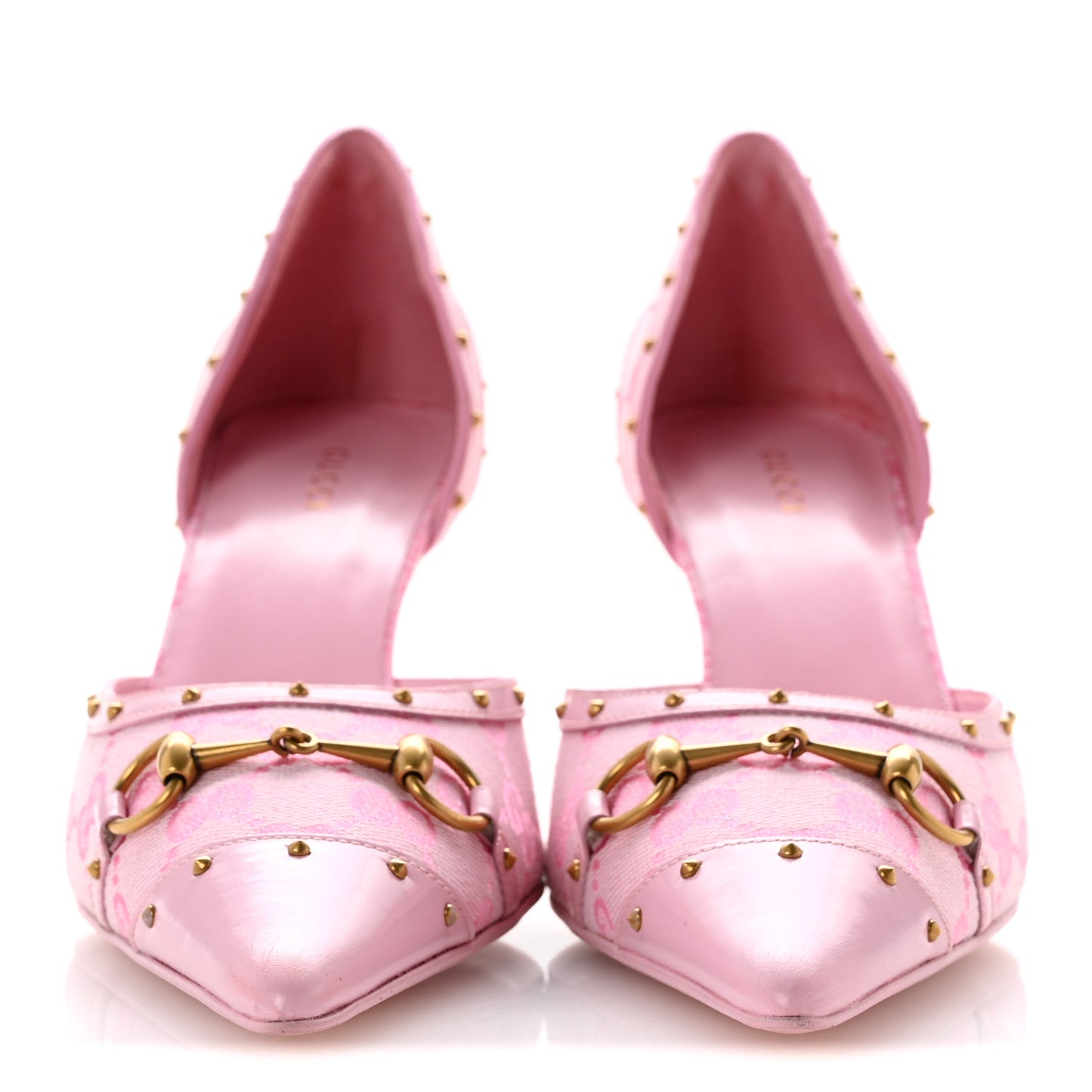 Canvas GG Monogram Stud Savoy Pumps 39 Pink