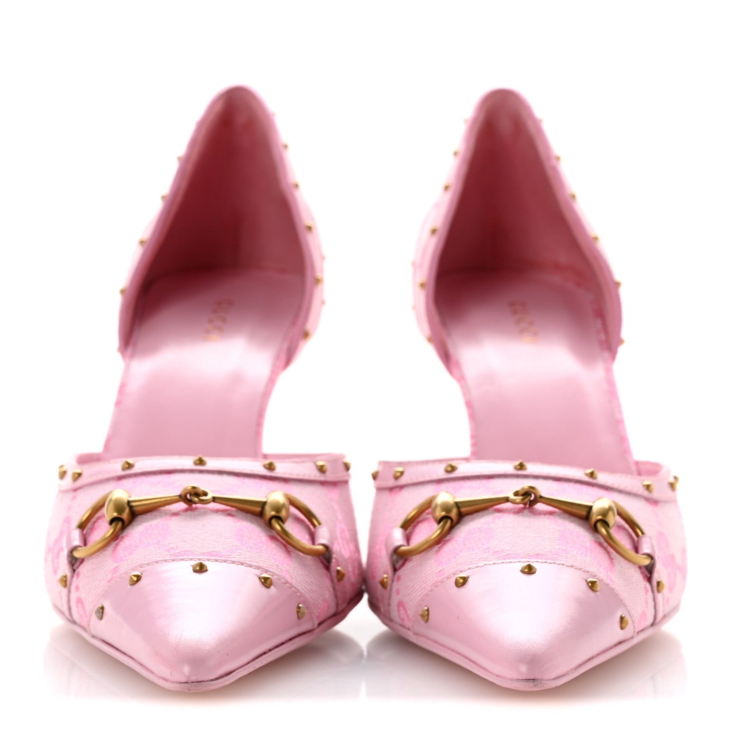 Gucci Canvas GG Monogram Stud Savoy Pumps 39 Pink 3 of 10