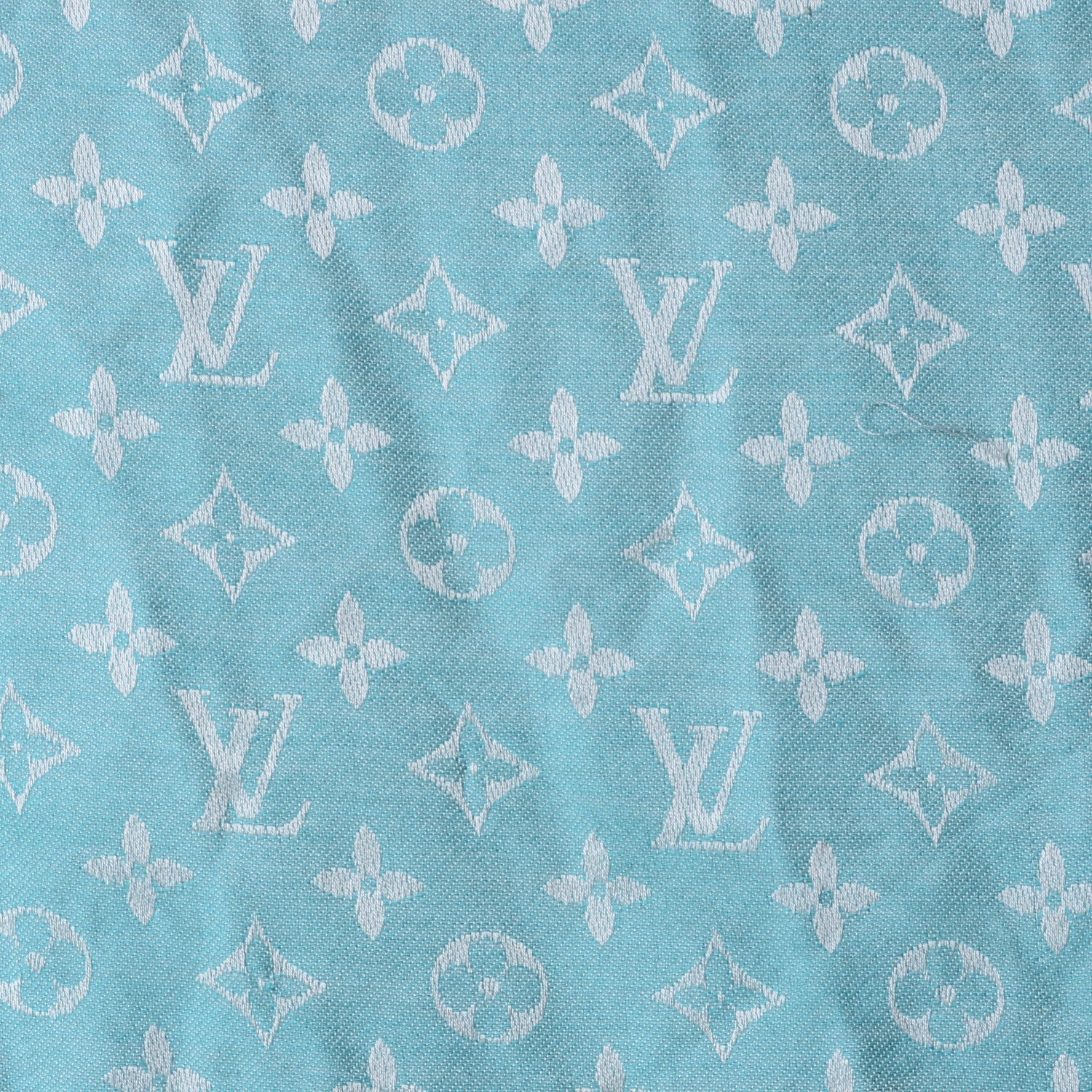 Louis Vuitton Wool Silk Monogram Stole Blue Lagon 1 of 7