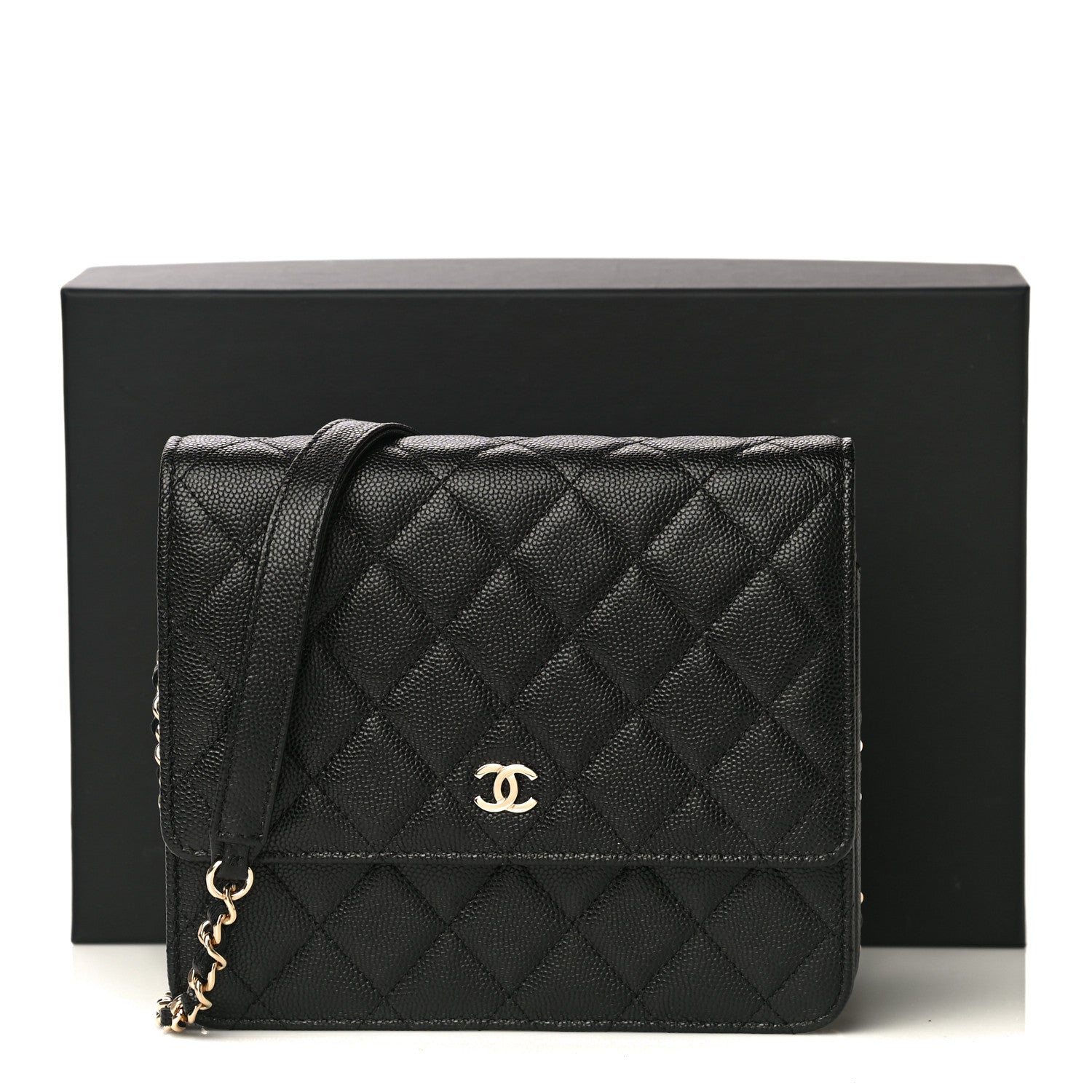 Chanel Caviar Quilted Square Wallet On Chain WOC Black 12 of 12