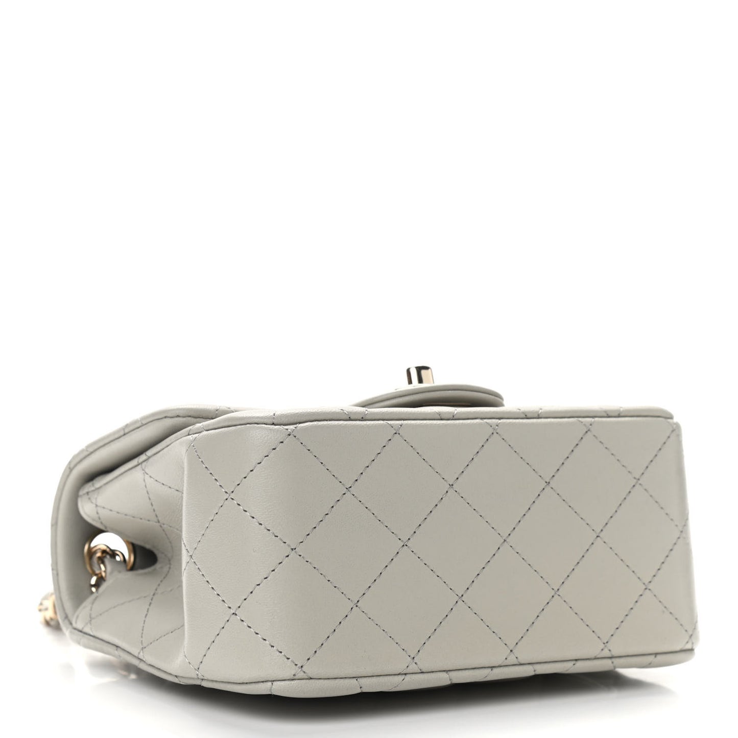 Lambskin Quilted Mini Square Flap Light Grey