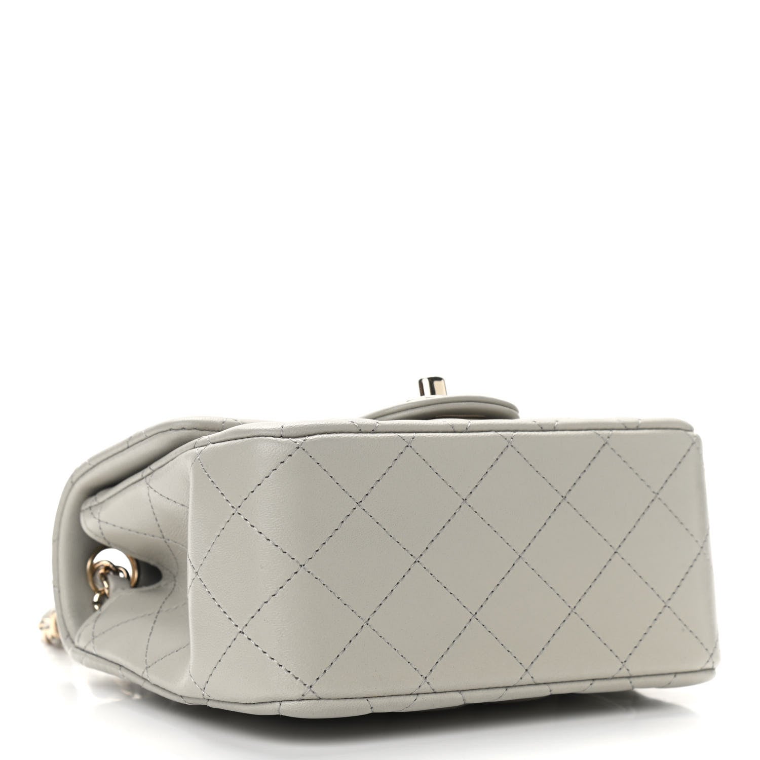 Chanel Lambskin Quilted Mini Square Flap Light Grey 4 of 9