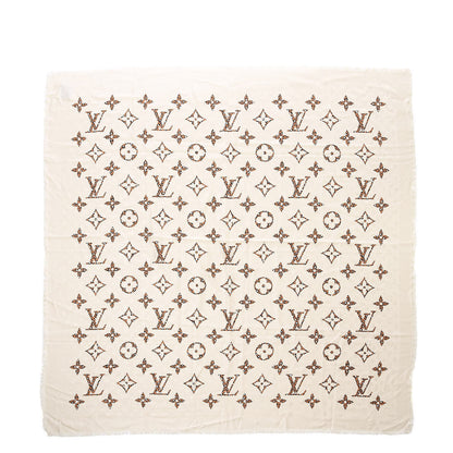 Louis Vuitton Wool Silk Monogram Giant Jungle Shawl Beige 1 of 5