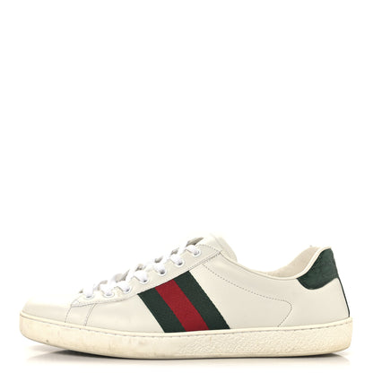 Gucci Calfskin Crocodile Web Mens Ace Sneakers 10 White Green 1 of 11