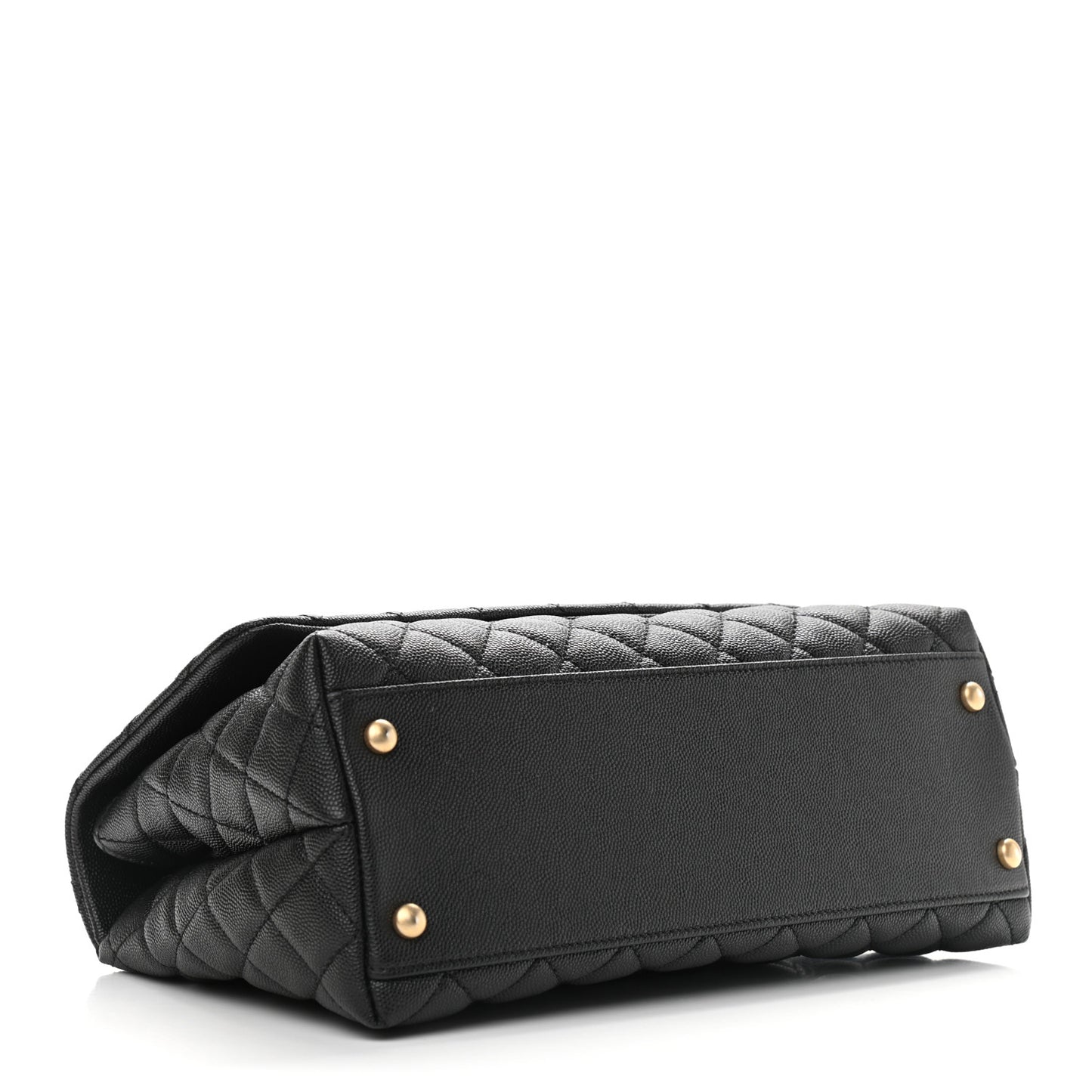 Caviar Lizard Quilted Small Coco Handle Flap Black