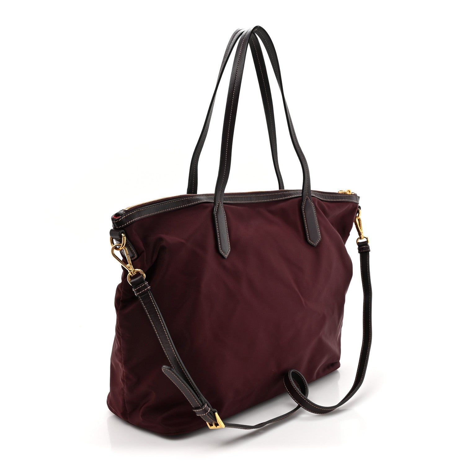 Prada Tessuto Nylon Saffiano Tote Bordeaux Etrusco 3 of 13