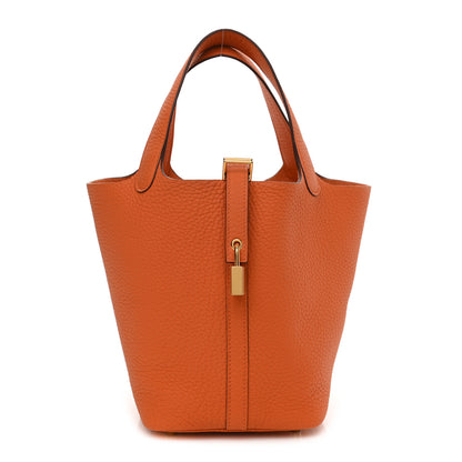 Hermes Taurillon Clemence Picotin Lock 18 PM Orange 1 of 10