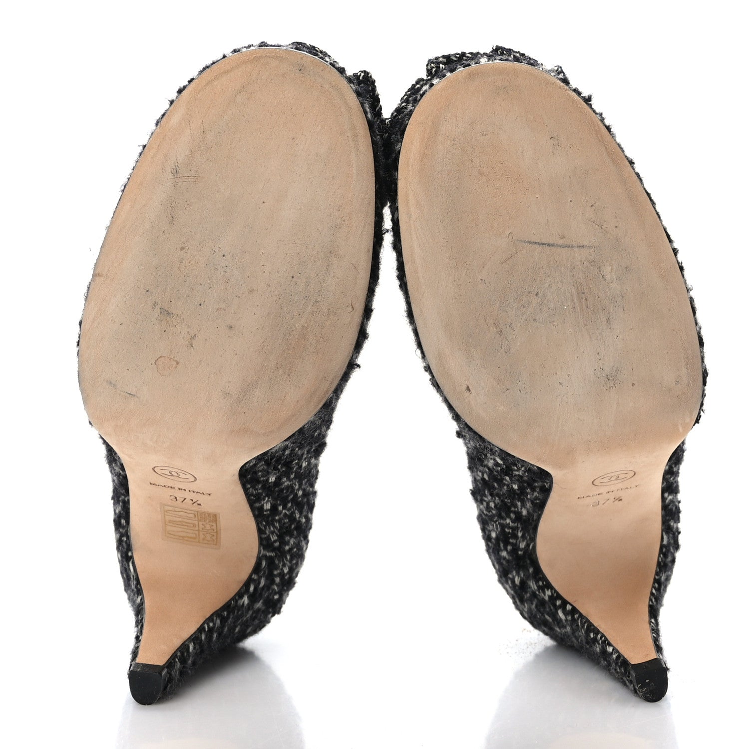 Chanel Tweed Camellia CC Pumps 37.5 Black 5 of 8