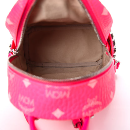 MCM Visetos Side Stud X-Mini Stark Bebe Boo Backpack Neon Pink 5 of 9