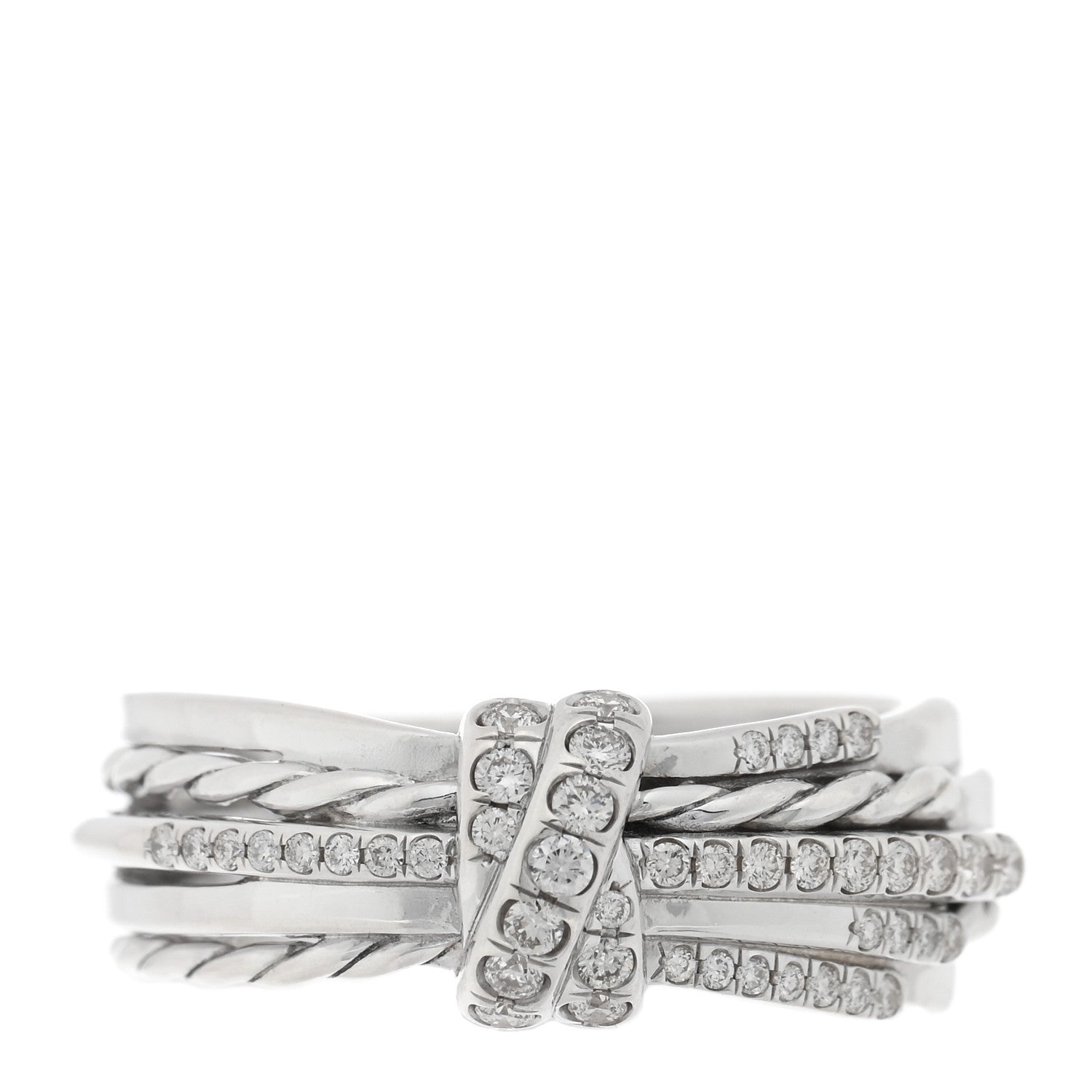 David Yurman Sterling Silver Diamond 7.5mm Angelika Ring 54 6.75 1 of 5