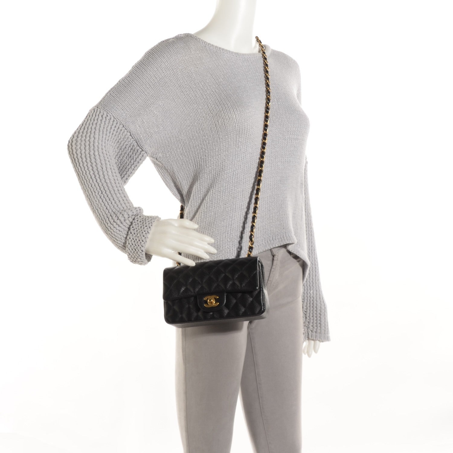 Chanel Caviar Quilted Mini Rectangular Flap Black 2 of 8