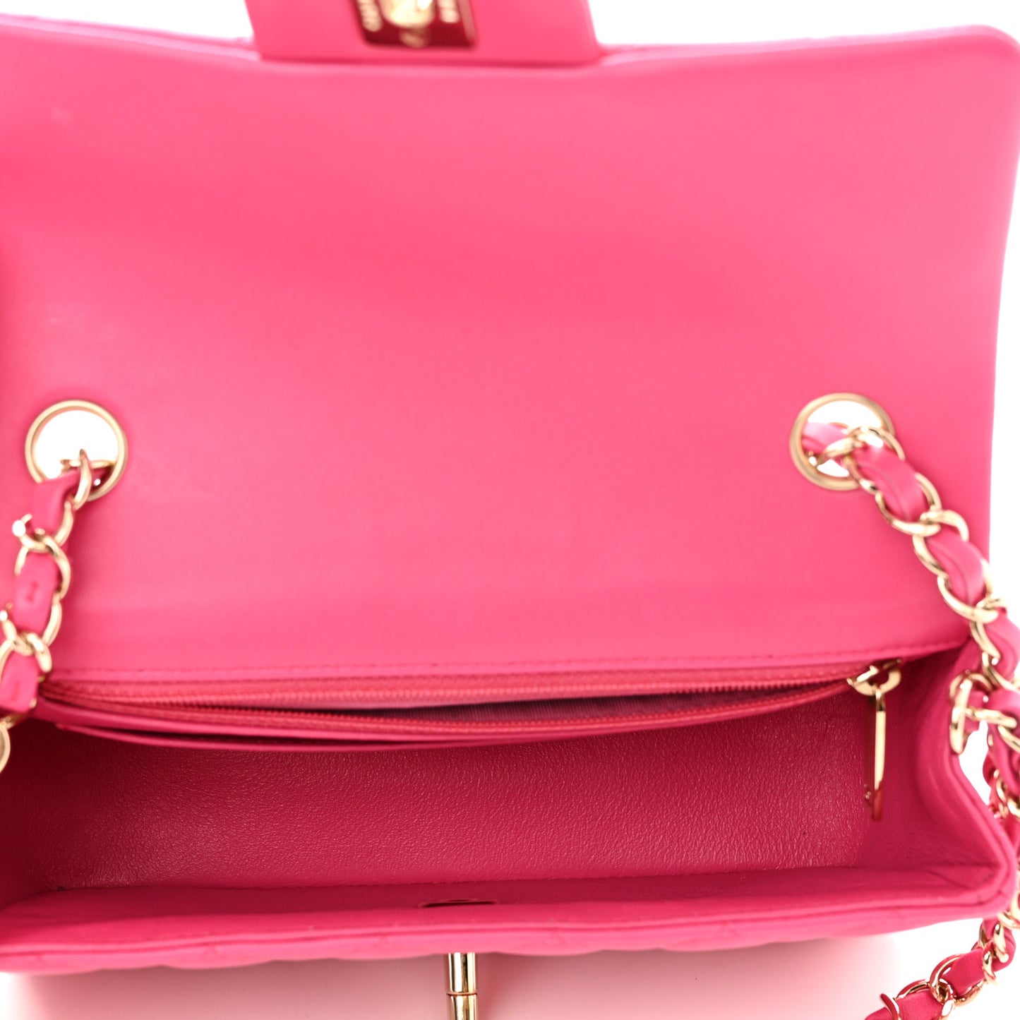 Lambskin Quilted Mini Rectangular Flap Fuchsia