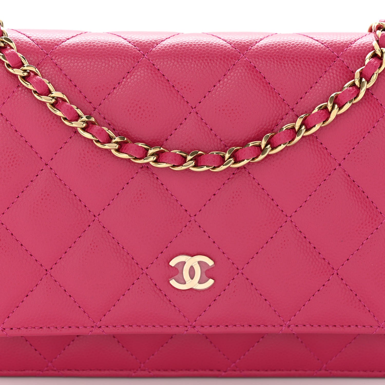 Chanel Caviar Quilted Wallet on Chain WOC Fuchsia 8 of 10