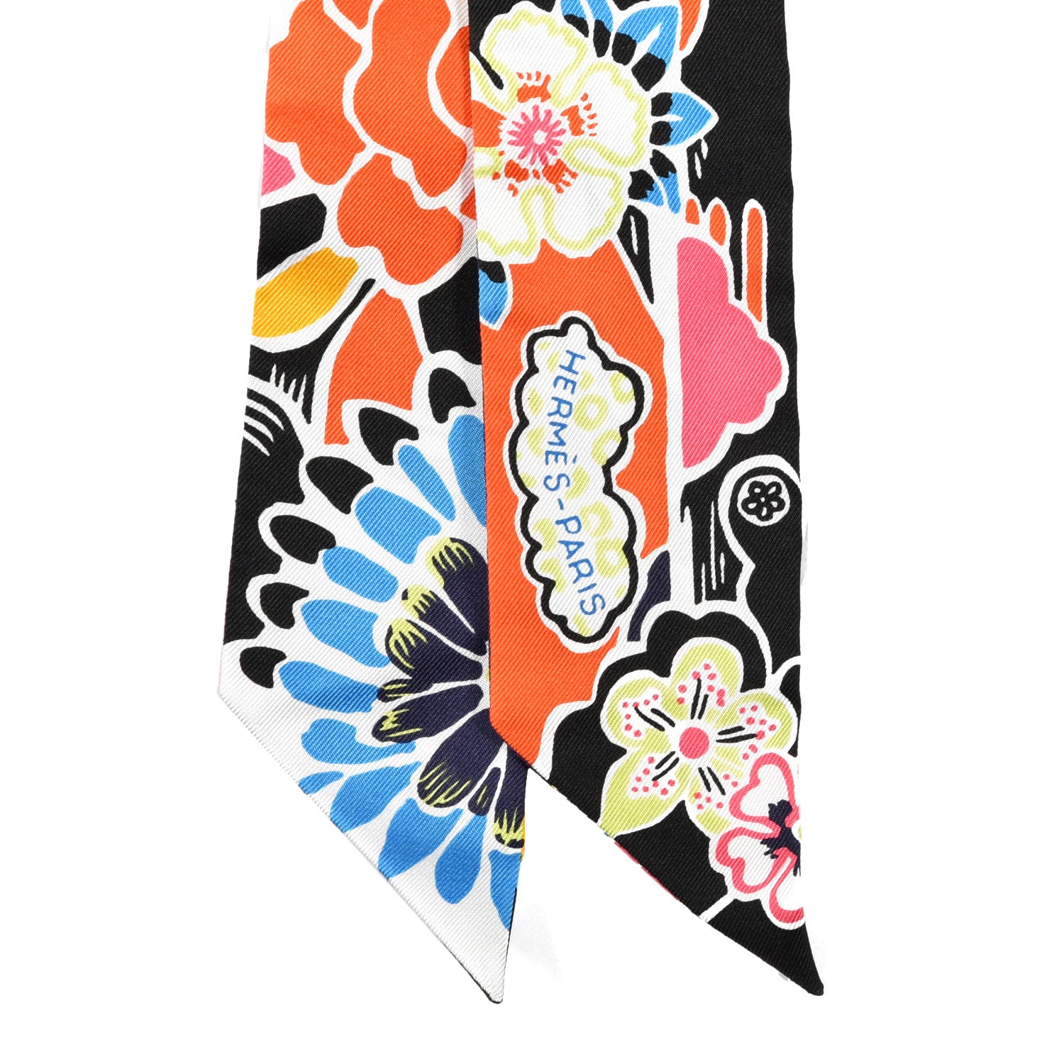 Hermes Silk Bingata Twilly Black Red Multicolor 2 of 4