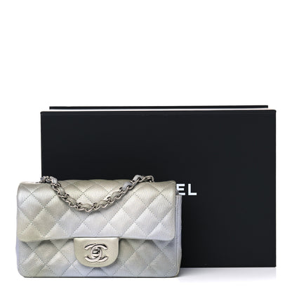 Chanel Metallic Goatskin Quilted Ombre Mini Rectangular Flap Grey Green 10 of 10