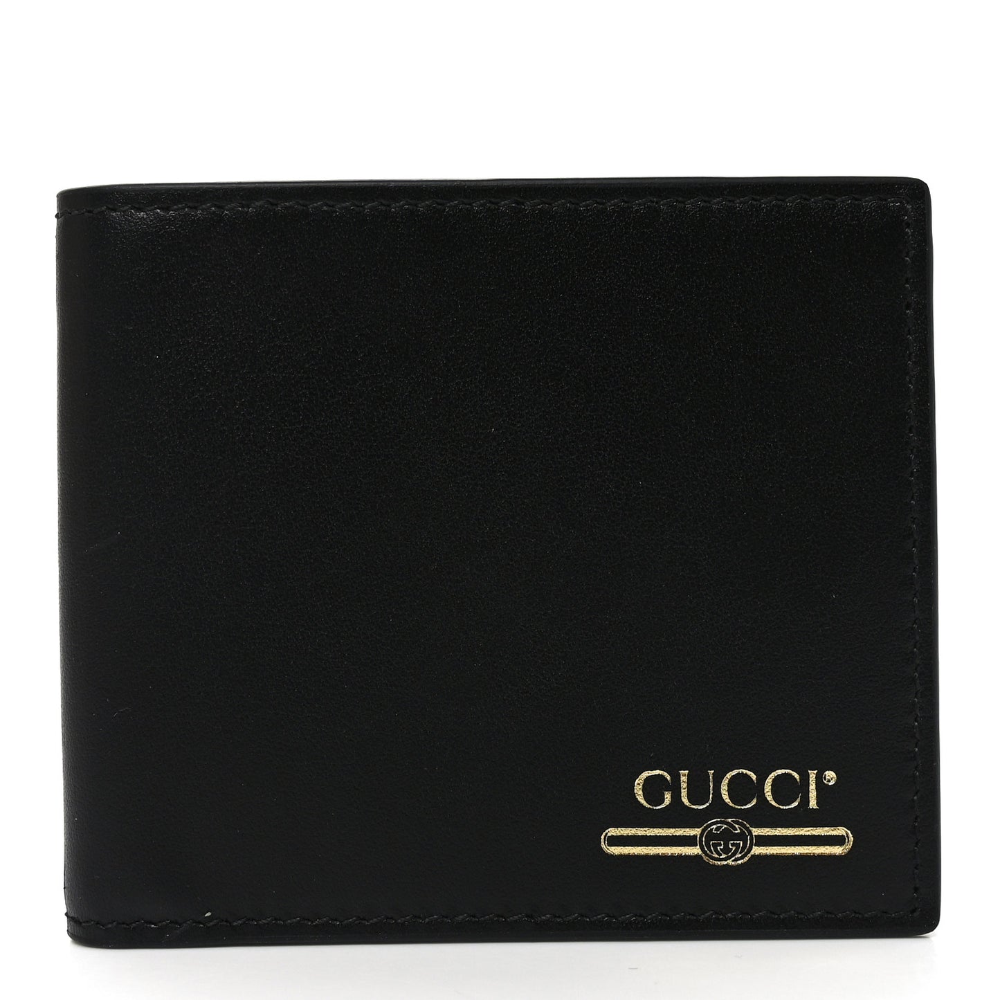 Plutone Calfskin Logo Bi-Fold Wallet Black