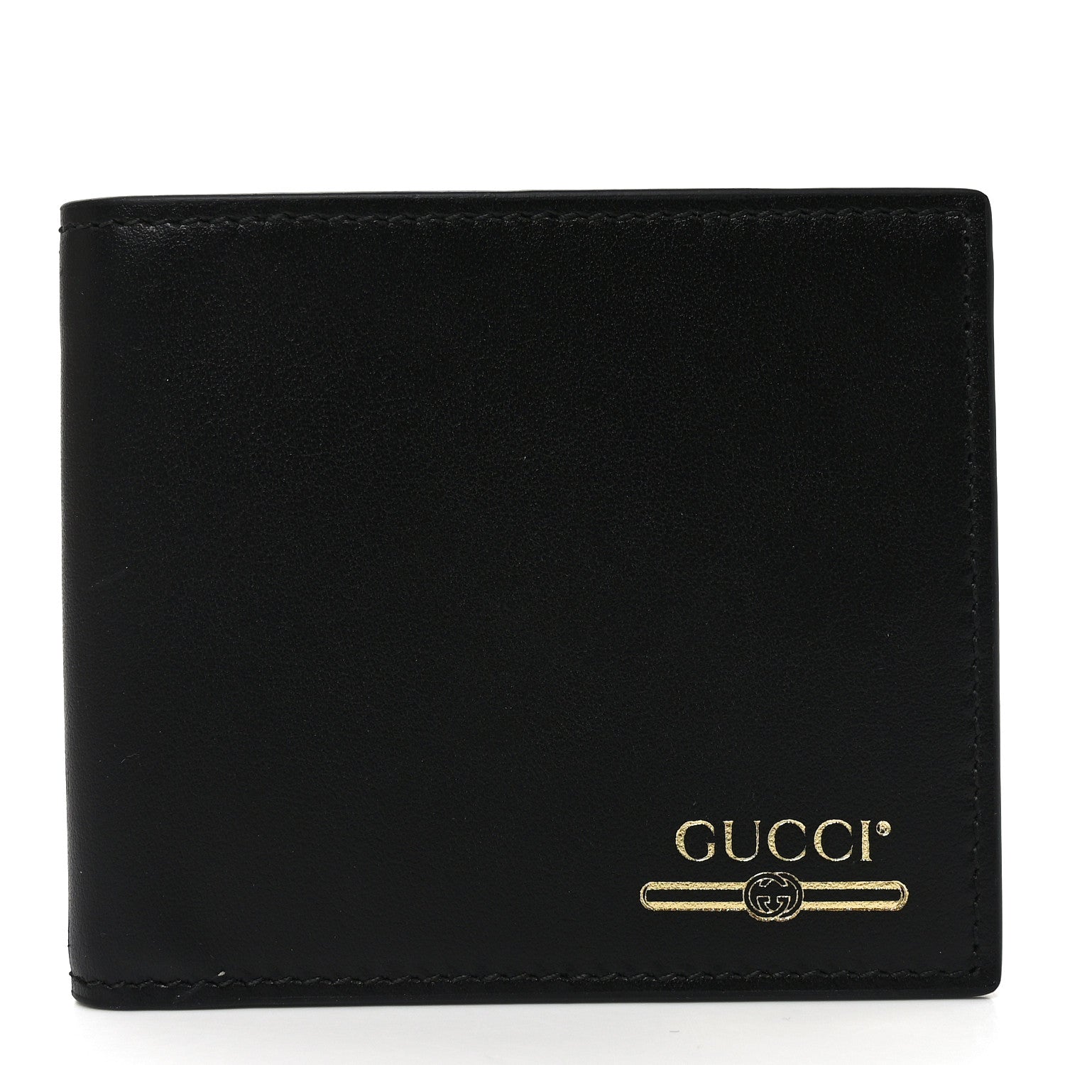 Gucci Plutone Calfskin Logo Bi-Fold Wallet Black 1 of 7