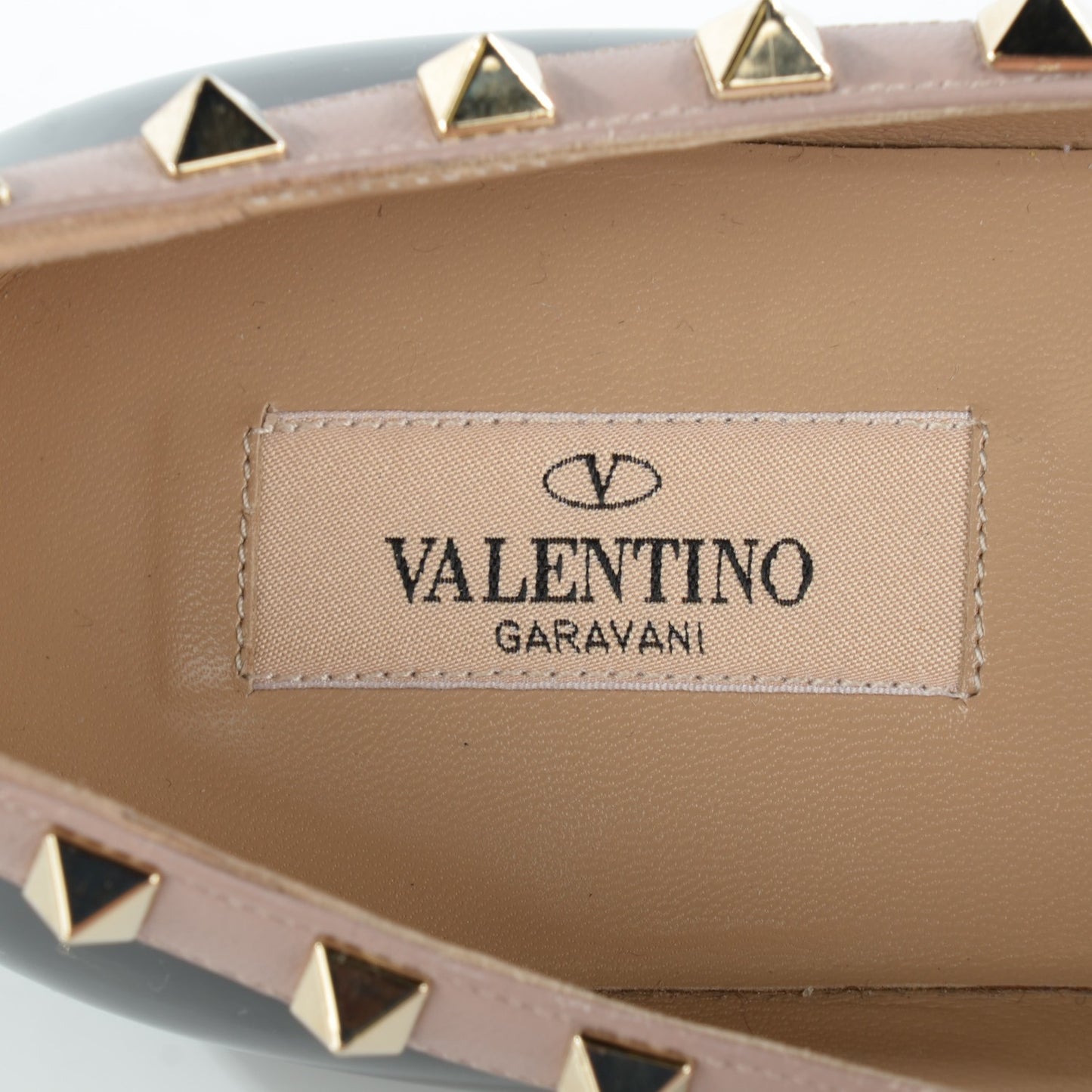 Patent Nappa Rockstud Ballerina Flats 38 Black Poudre