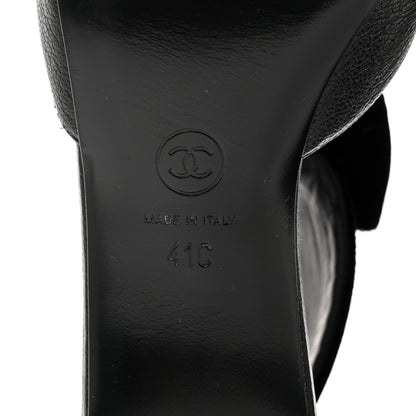Chanel Goatskin Velvet Cap Toe CC Bow Cut Out Ankle Boots 41 Black 8 of 10