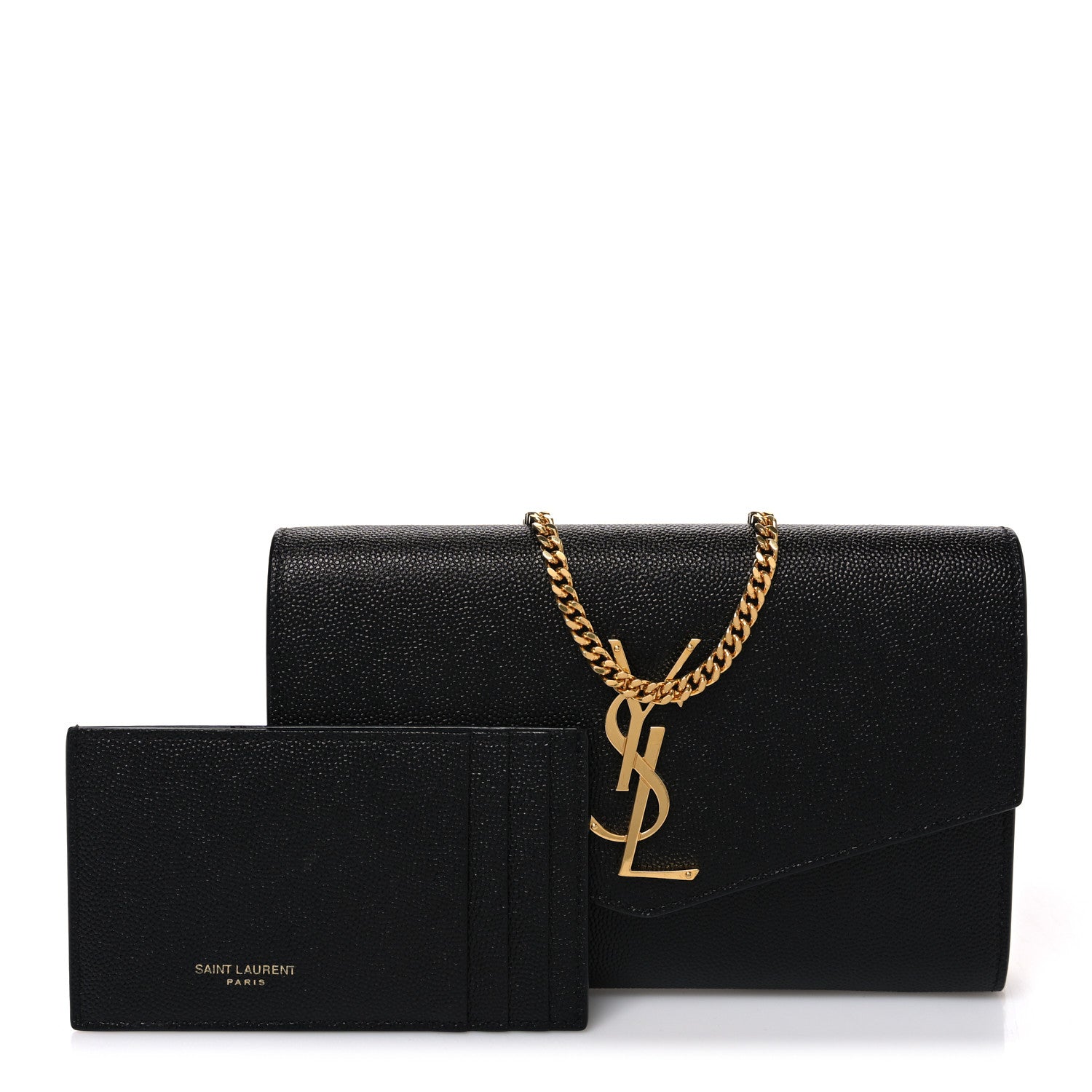 Saint Laurent Grain De Poudre Uptown Chain Wallet Black 3 of 10