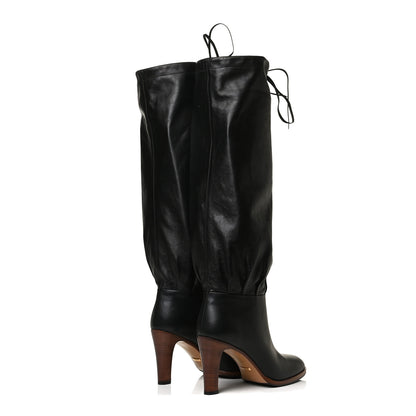 Gucci Deauville Calfskin Cinched Knee High Boots 39.5 Black 4 of 11
