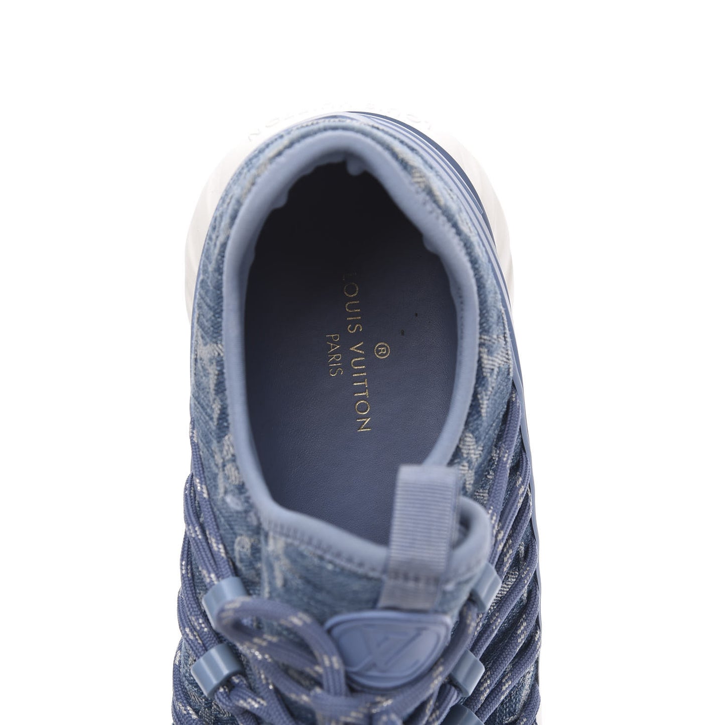 Denim Rubber Monogram Fastlane Low Sneakers 8.5 Navy
