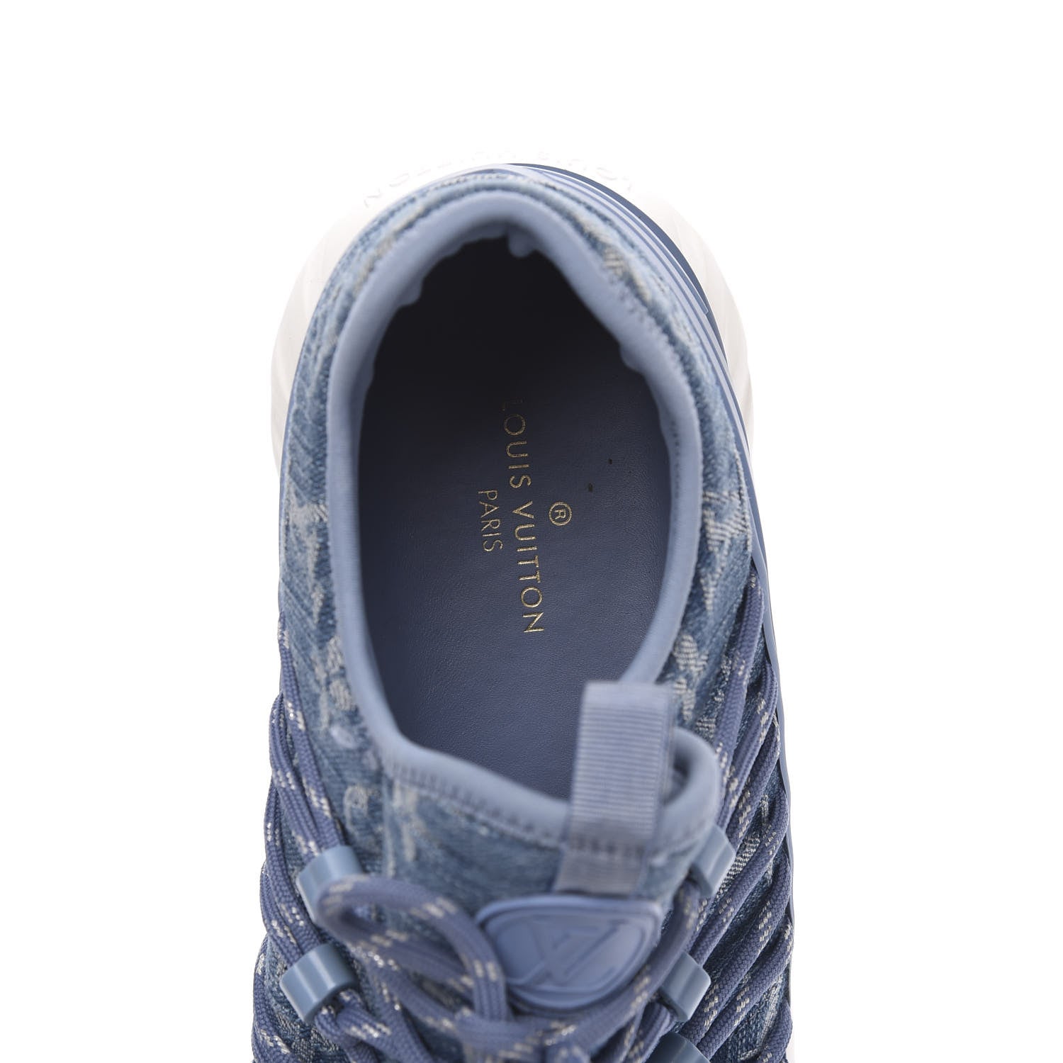 Louis Vuitton Denim Rubber Monogram Fastlane Low Sneakers 8.5 Navy 6 of 7