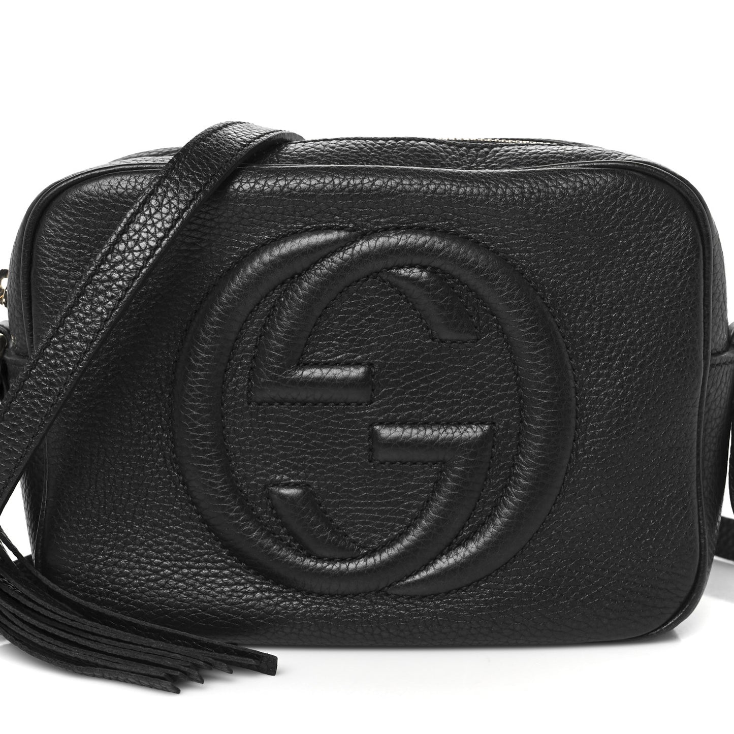 Pebbled Calfskin Small Soho Disco Bag Black