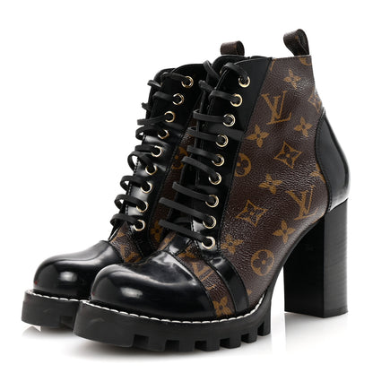 Louis Vuitton Patent Calfskin Monogram Star Trail Ankle Boots 38.5 Black 4 of 8